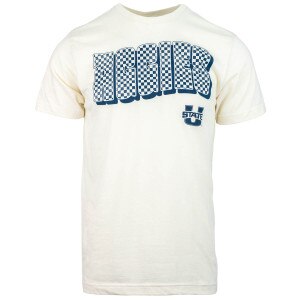 Aggies checkered bubble letters u-state cream t-shirt